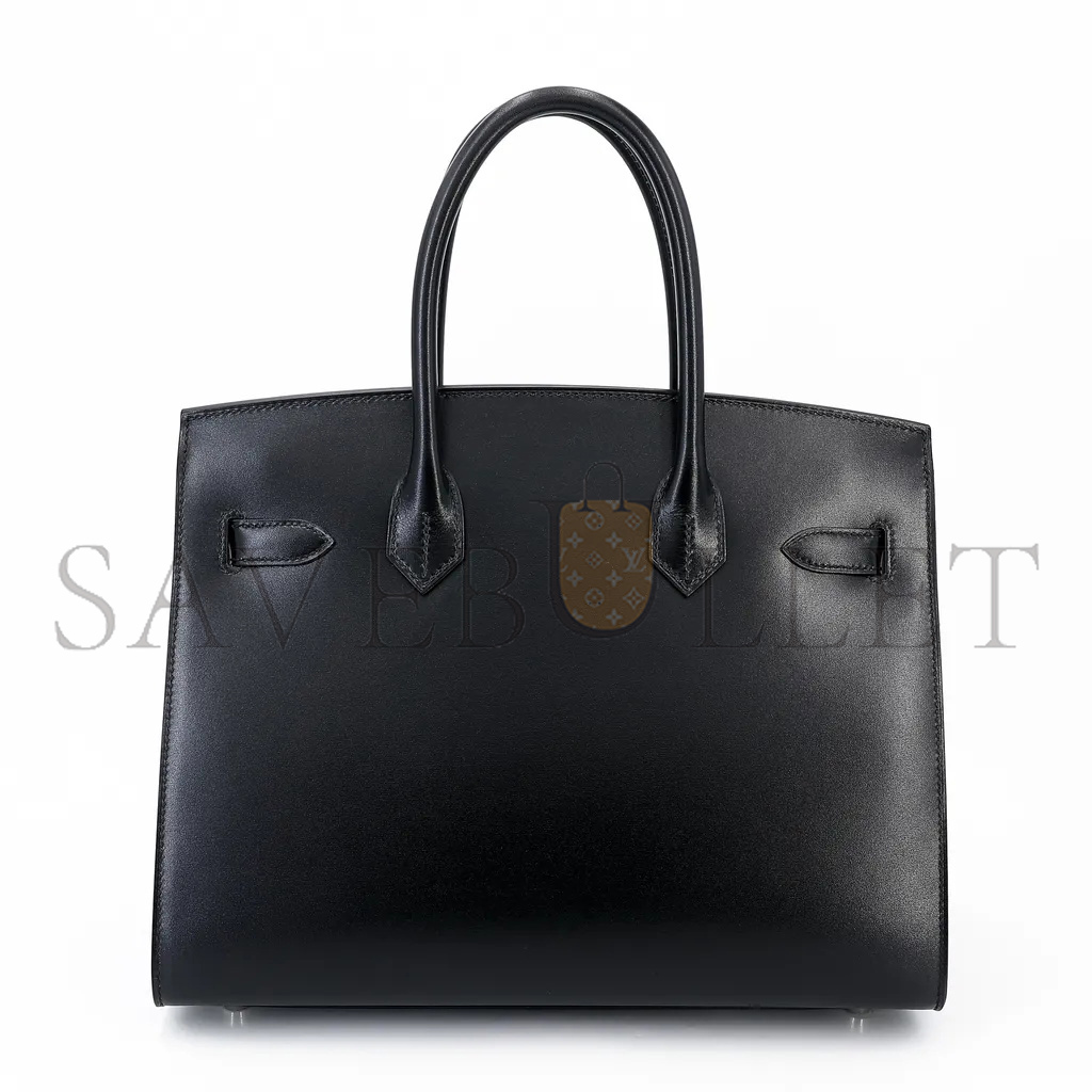 H**mes birkin 30 box leather black silver buckle h029281ck89 (30*22*15cm)